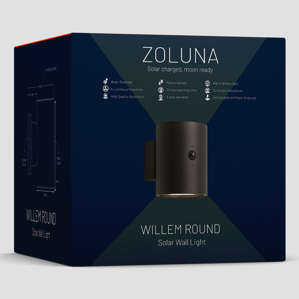 2x Solar Wandlamp Willem Rond - ZOLUNAZOLUNA