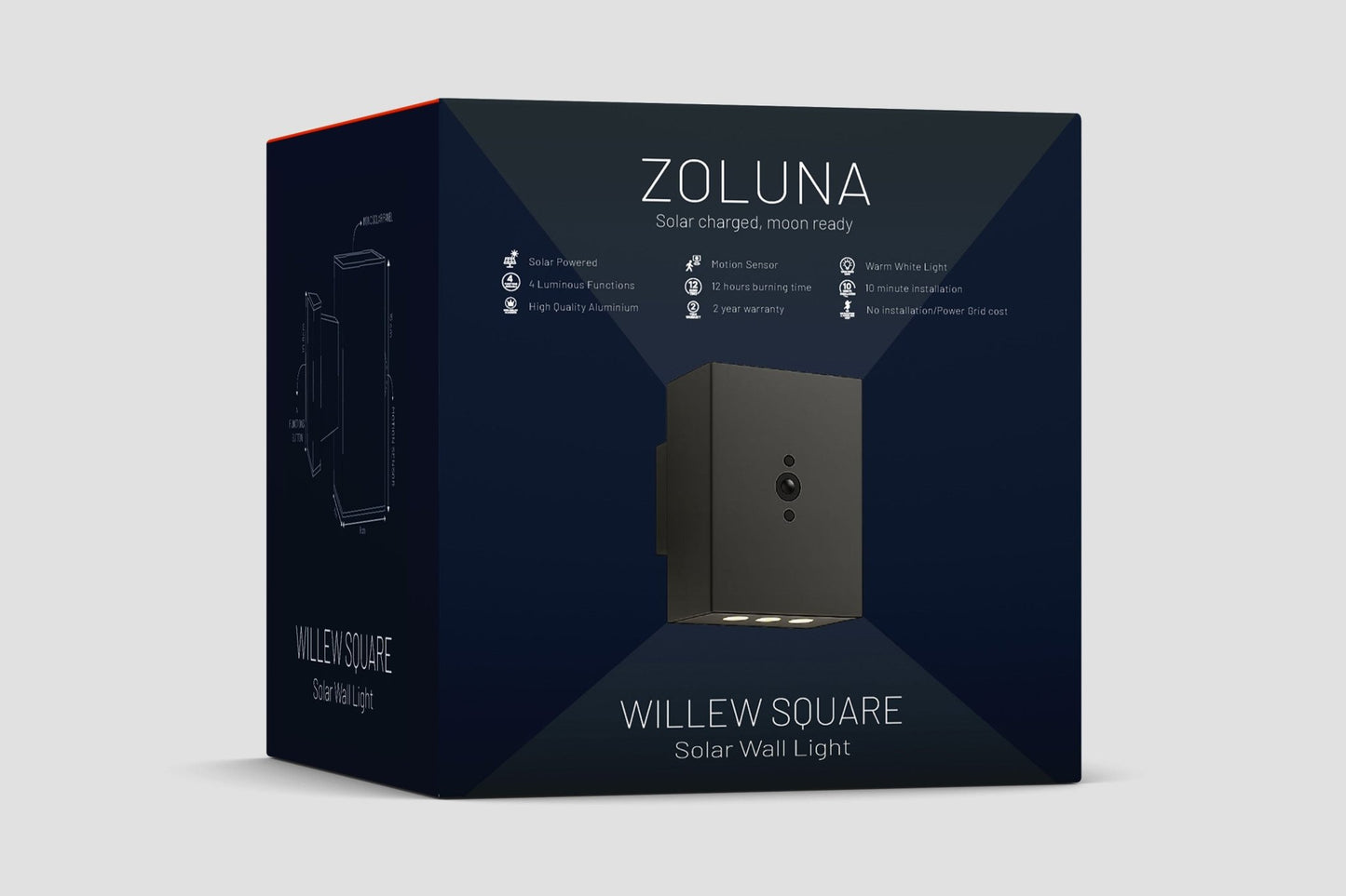 2x Solar Wandlamp Willem Vierkant - ZOLUNAZOLUNA