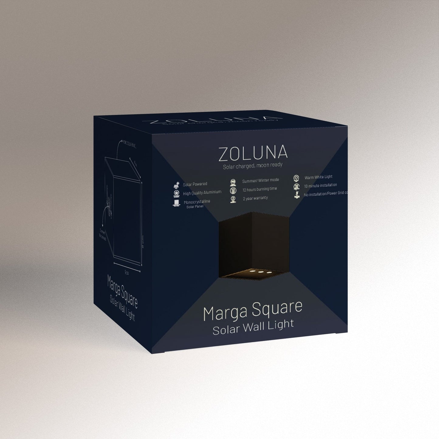 4x Solar Wandlamp Marga Square - ZOLUNAZOLUNA