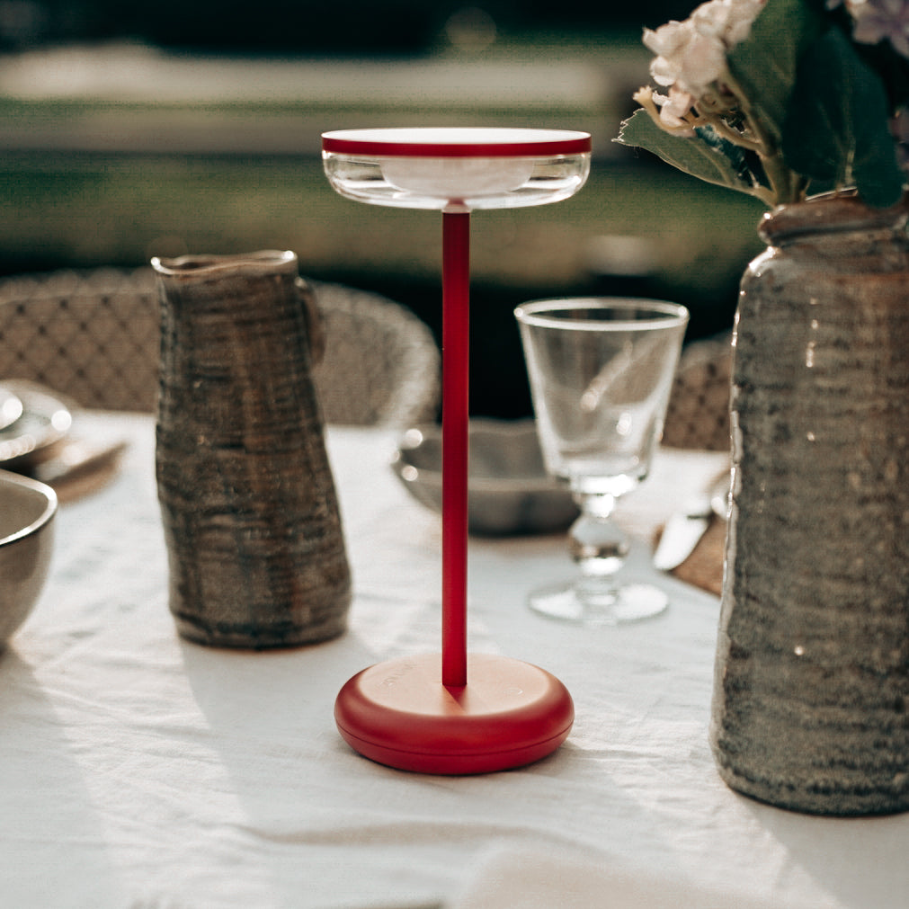 Solar table lamp Bobbie evening red - USB rechargeable