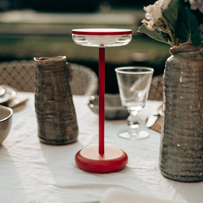 Solar table lamp Bobbie evening red - USB rechargeable