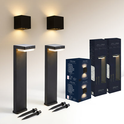 2x Solar Priklamp BRAM 2x Solar Wandlamp Marga Vierkant
