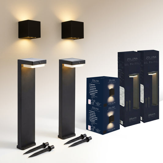 2x Solar Priklamp BRAM 2x Solar Wandlamp Marga Vierkant