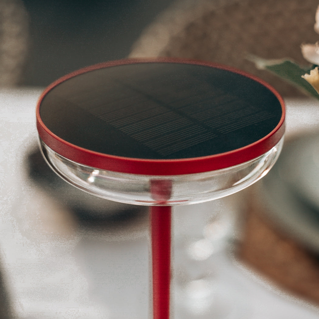 Solar table lamp Bobbie evening red - USB rechargeable