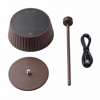 JYP Brown – Oplaadbare Solar Tafellamp met Dimfunctie