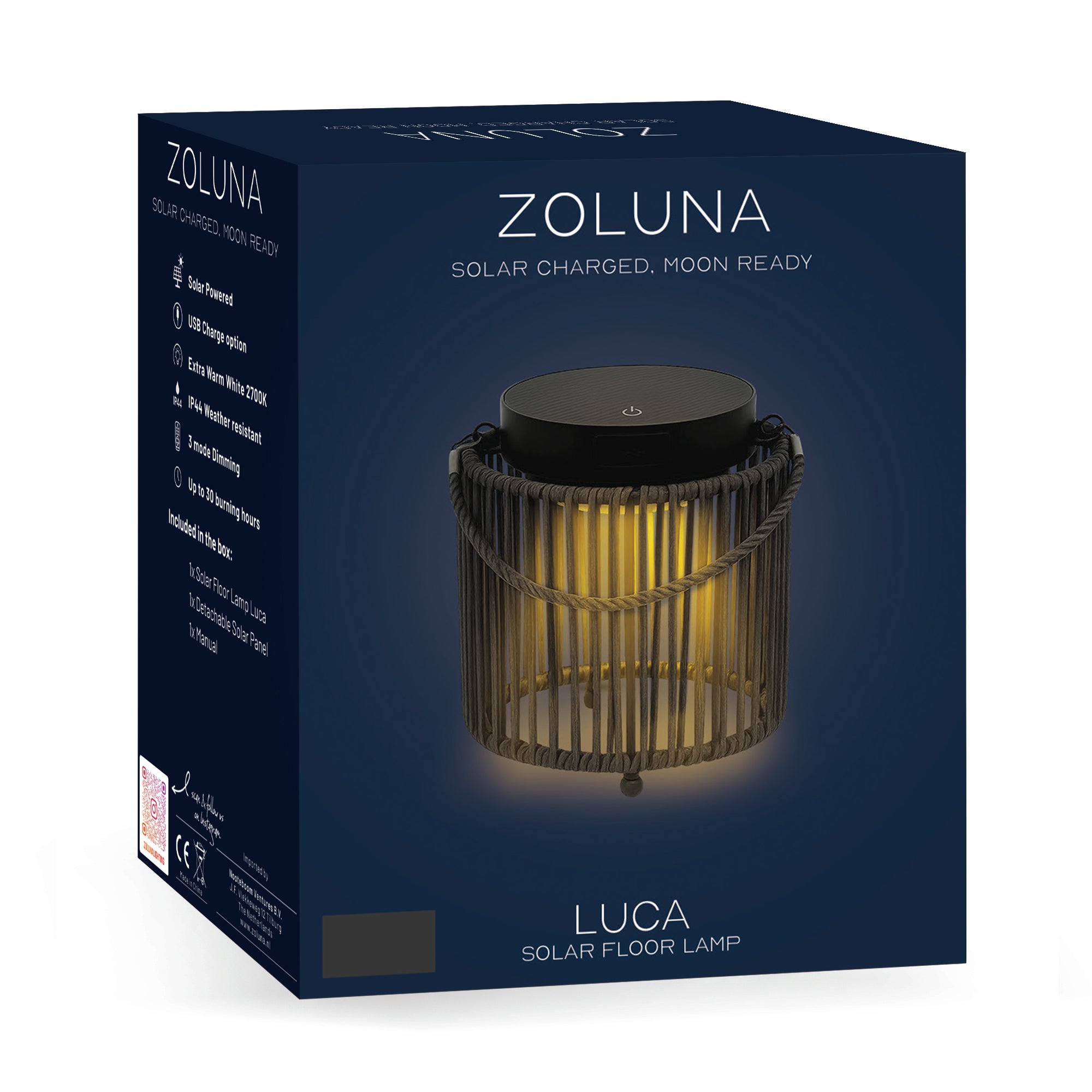 DE Solar & USB Oplaadbare Lantaarn voor buiten | Luca Deep Coal