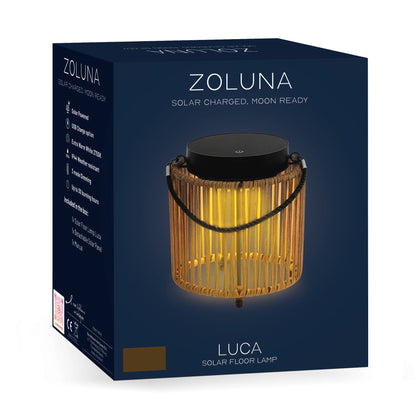 Solar Floor Lamp Luca Light Oak | USB Rechargeable - Dimmable - Up to 30 Hours Burn Time