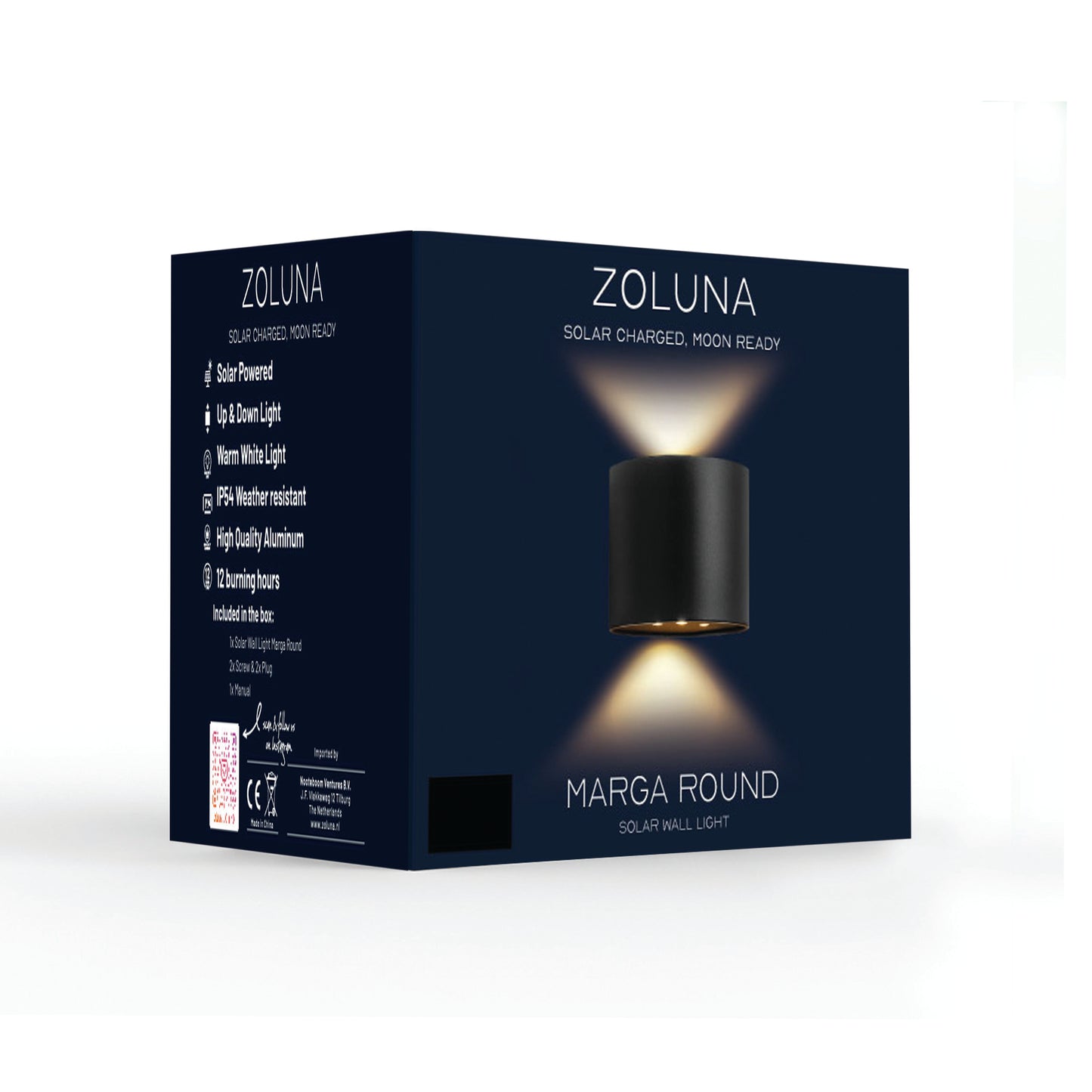 Marga Round Solar Wall Lamp | Warm White - Up &amp; Down - 2 functions