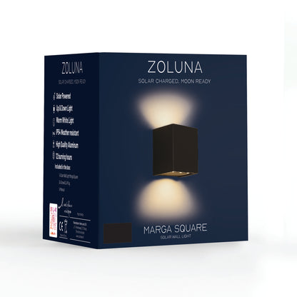 Marga Square Solar Wall Lamp | Warm White - Up &amp; Down - 2 functions