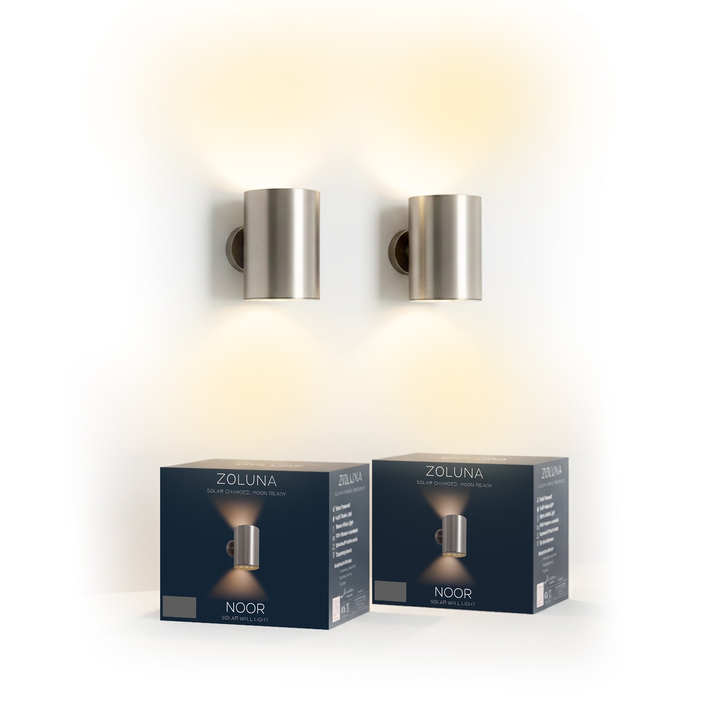 2x RVS Solar Wandlamp NOOR