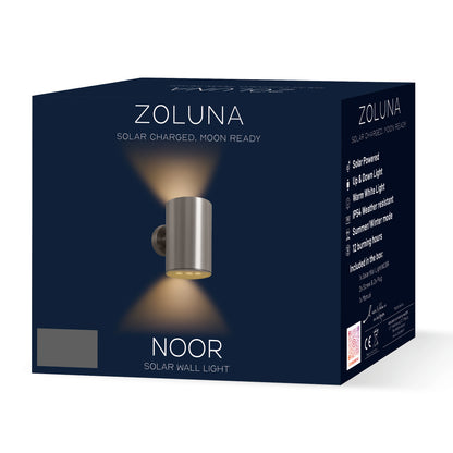 Noor Solar Wall Lamp | Stainless Steel - Up &amp; Down - 2 Functions