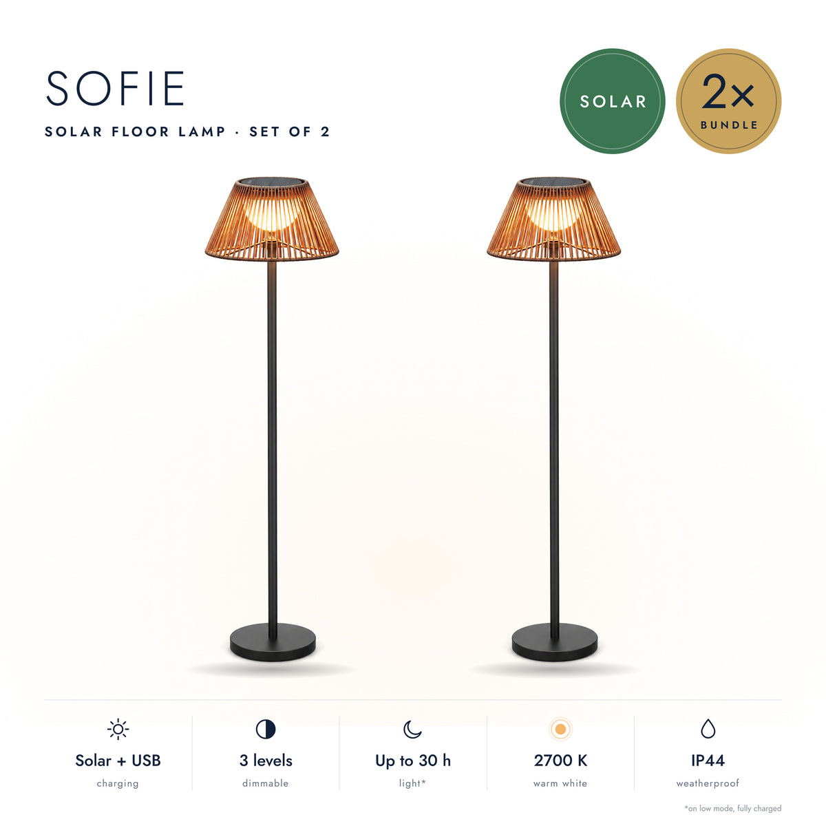 2-Delige Set: Solar Stalamp SOFIE - Afstandsbediening