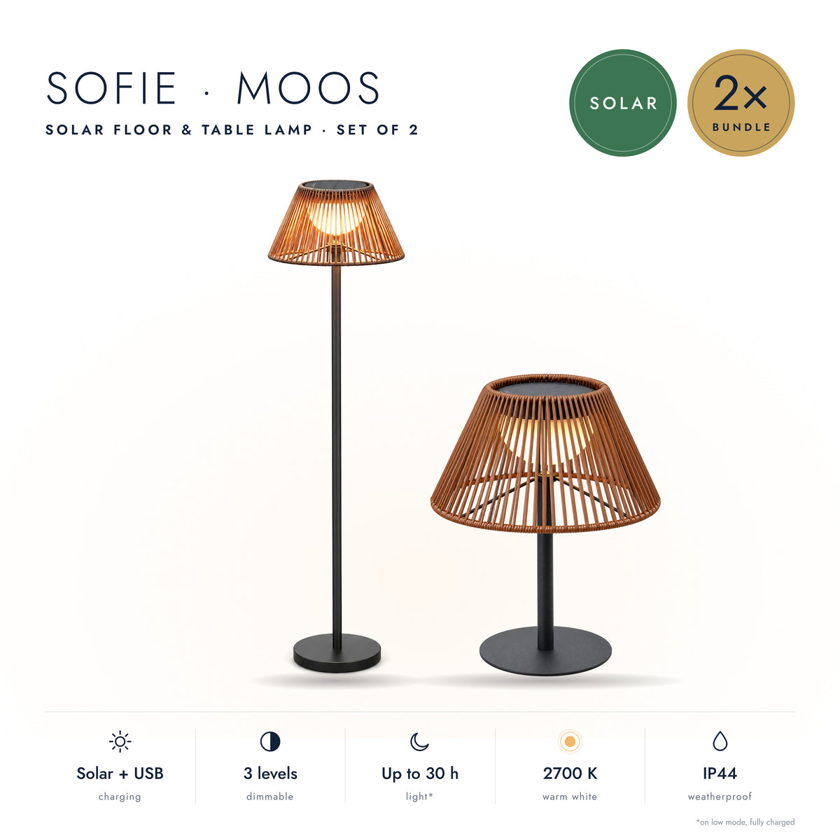 2-Delige Set: Solar Stalamp SOFIE & Tafellamp MOOS