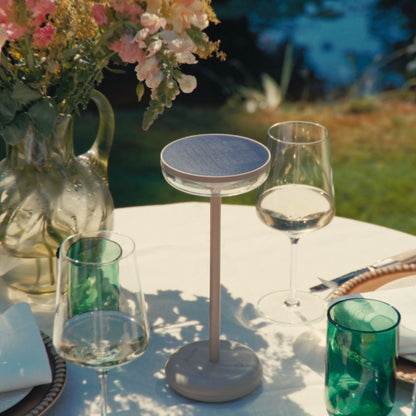 Solar Table Lamp Bobbie Sand | Touch Dimmable - up to 30 hours of light - USB charging - extra warm white