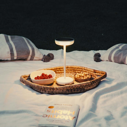 Solar Table Lamp Bobbie White | Touch Dimmable - up to 30 burning hours - USB charging option - extra warm white