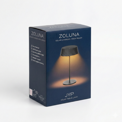 JYP Black Solar Table Lamp - USB Rechargeable - Warm Light - 30 hours burn time - Heavy