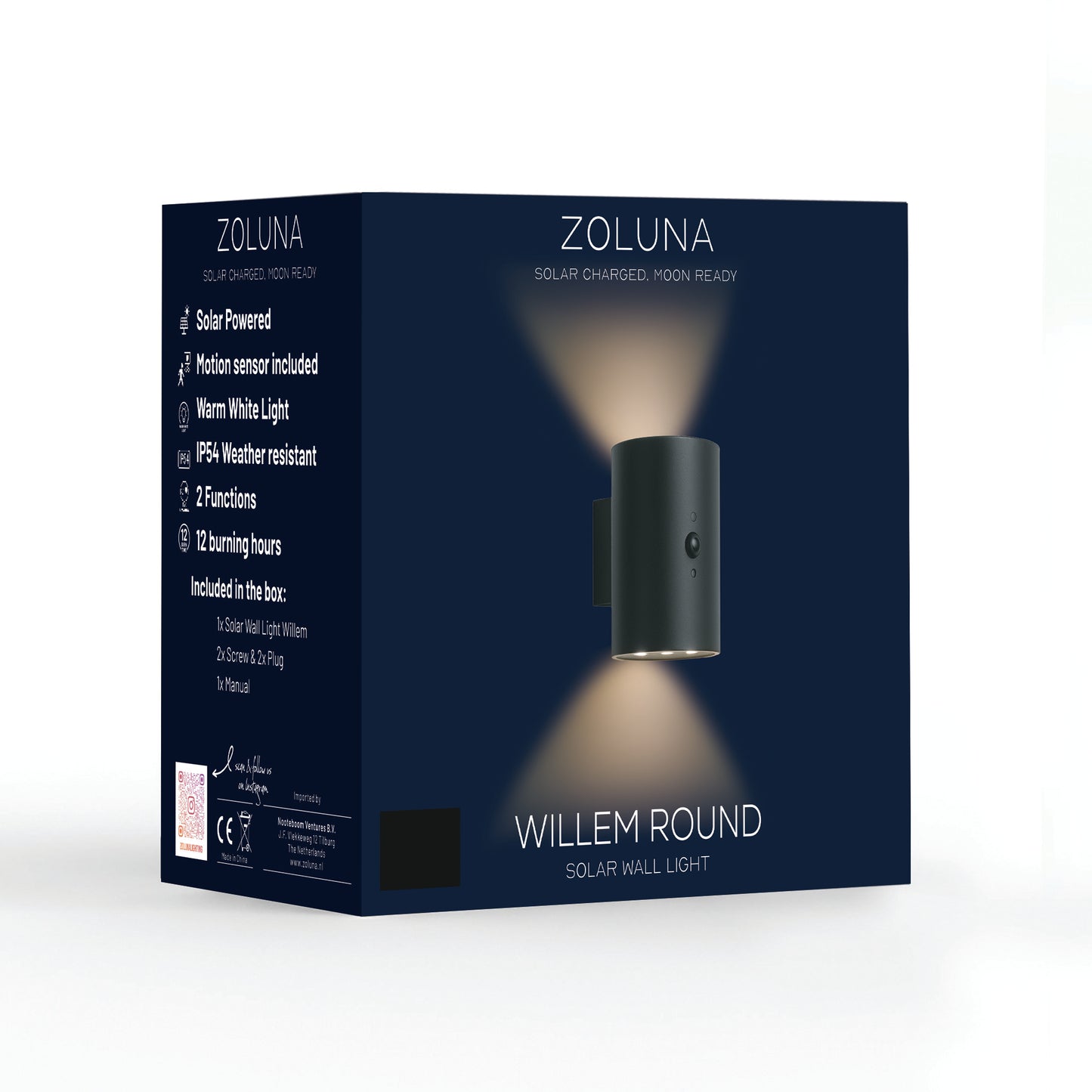 Willem Rond Solar Wall Lamp | Motion Sensor - Up &amp; Down - 3 Functions
