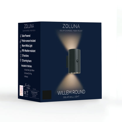 Willem Rond Solar Wall Lamp | Motion Sensor - Up &amp; Down - 3 Functions