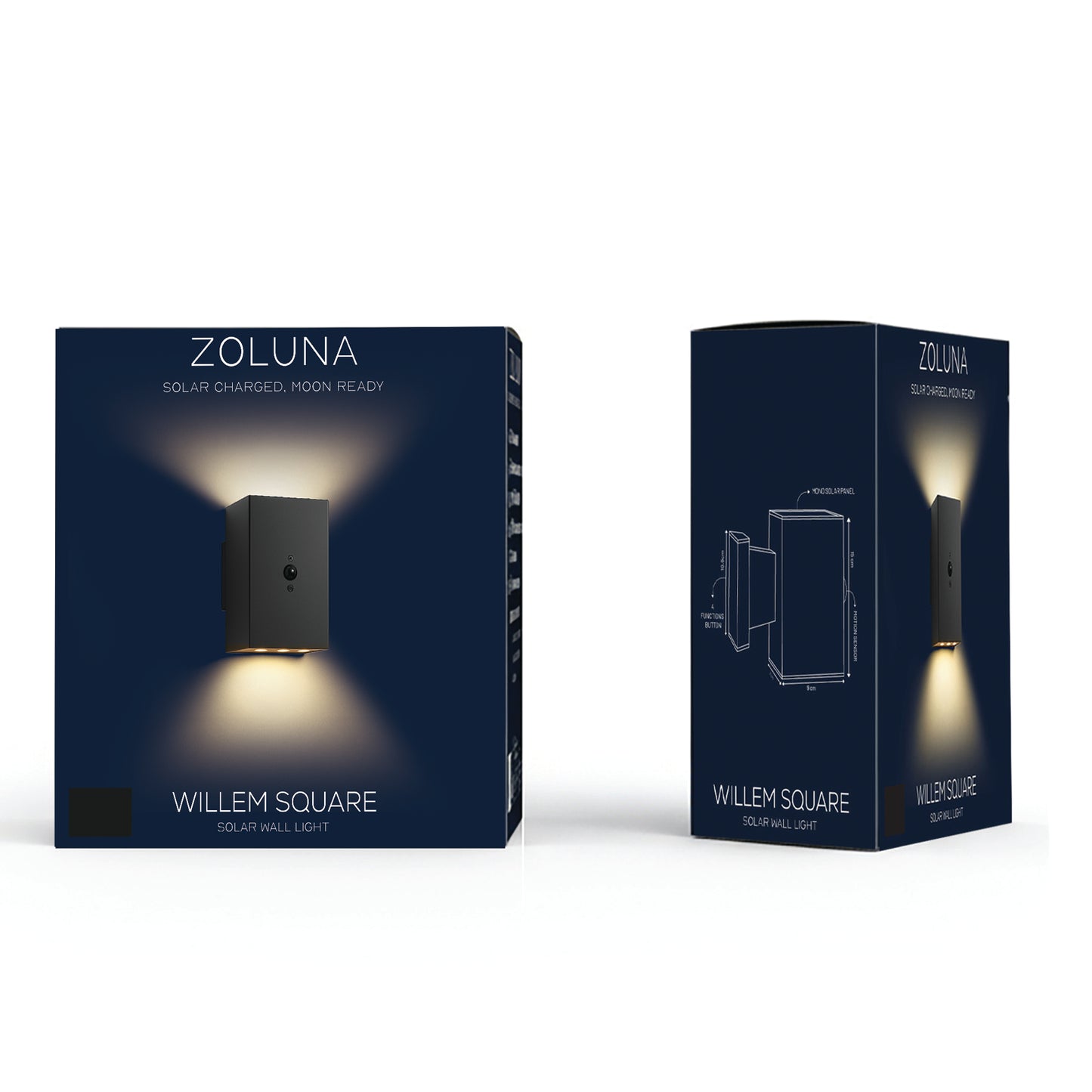 Willem Square Solar Wall Lamp | Motion Sensor - Warm White - 3 Functions