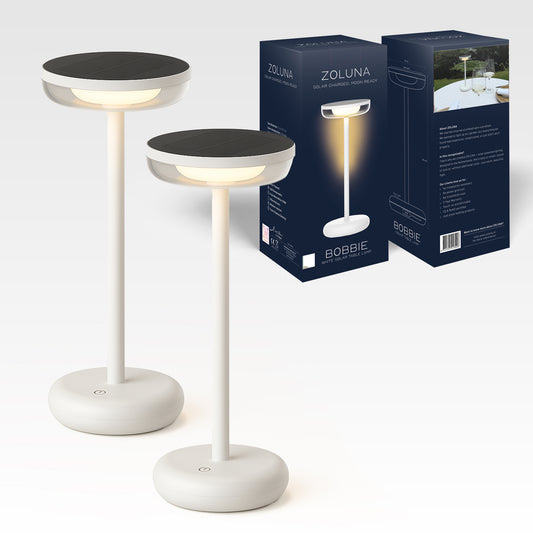 2-Delige Set: Solar Tafellamp Bobbie WIt - Oplaadbaar