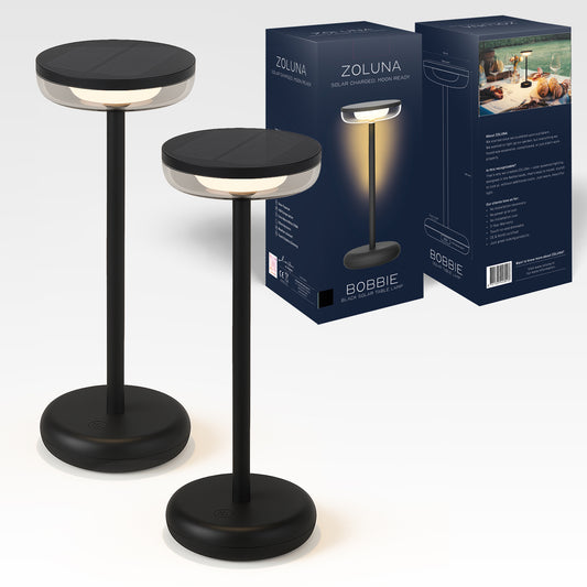 2 Delige set: Solar Tafellamp Bobbie Zwart - Oplaadbaar