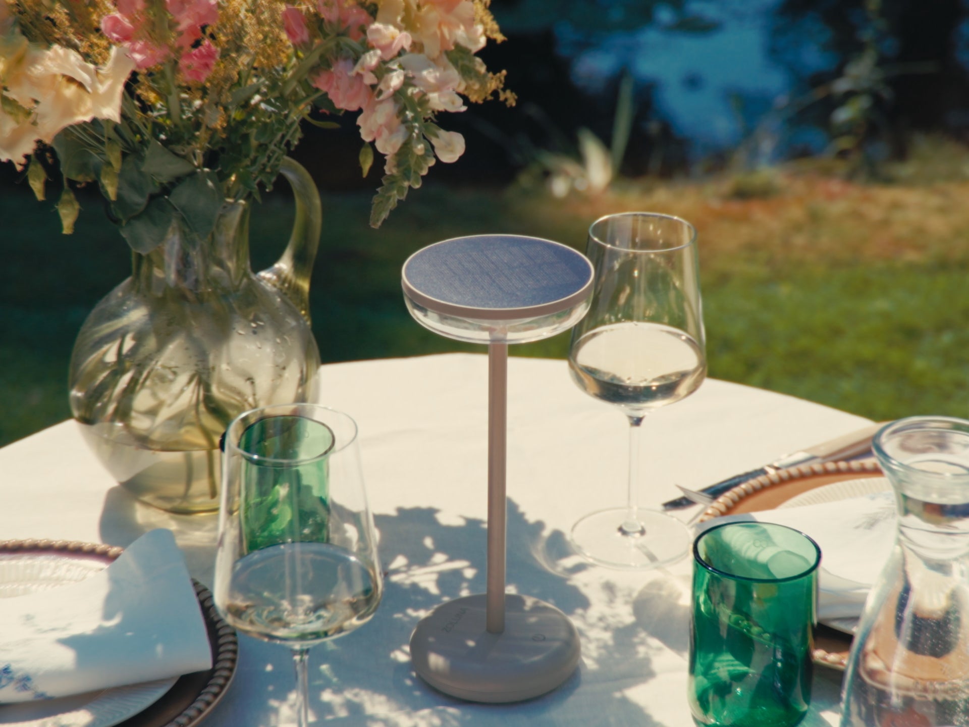 Solar Tafellamp Bobbie Zand | Touch Dimbaar - 8 branduren - USB laadoptie - extra warm wit - ZOLUNAZOLUNA